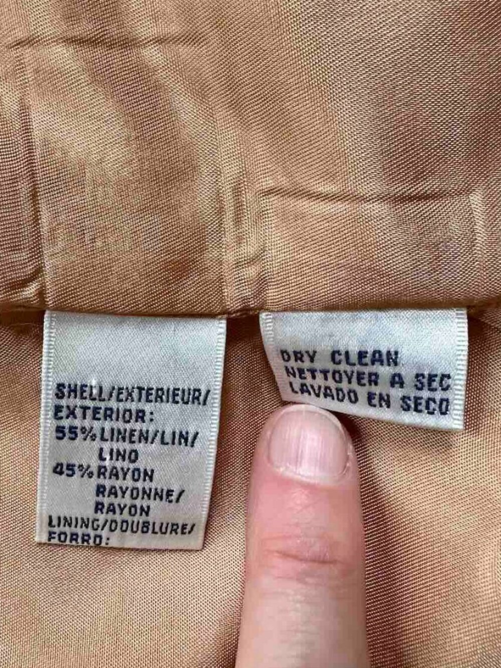 Vintage Rena Rowan Saville Vest Linen Lined XL 16 Like New Striped TanBrown - Picture 16 of 16